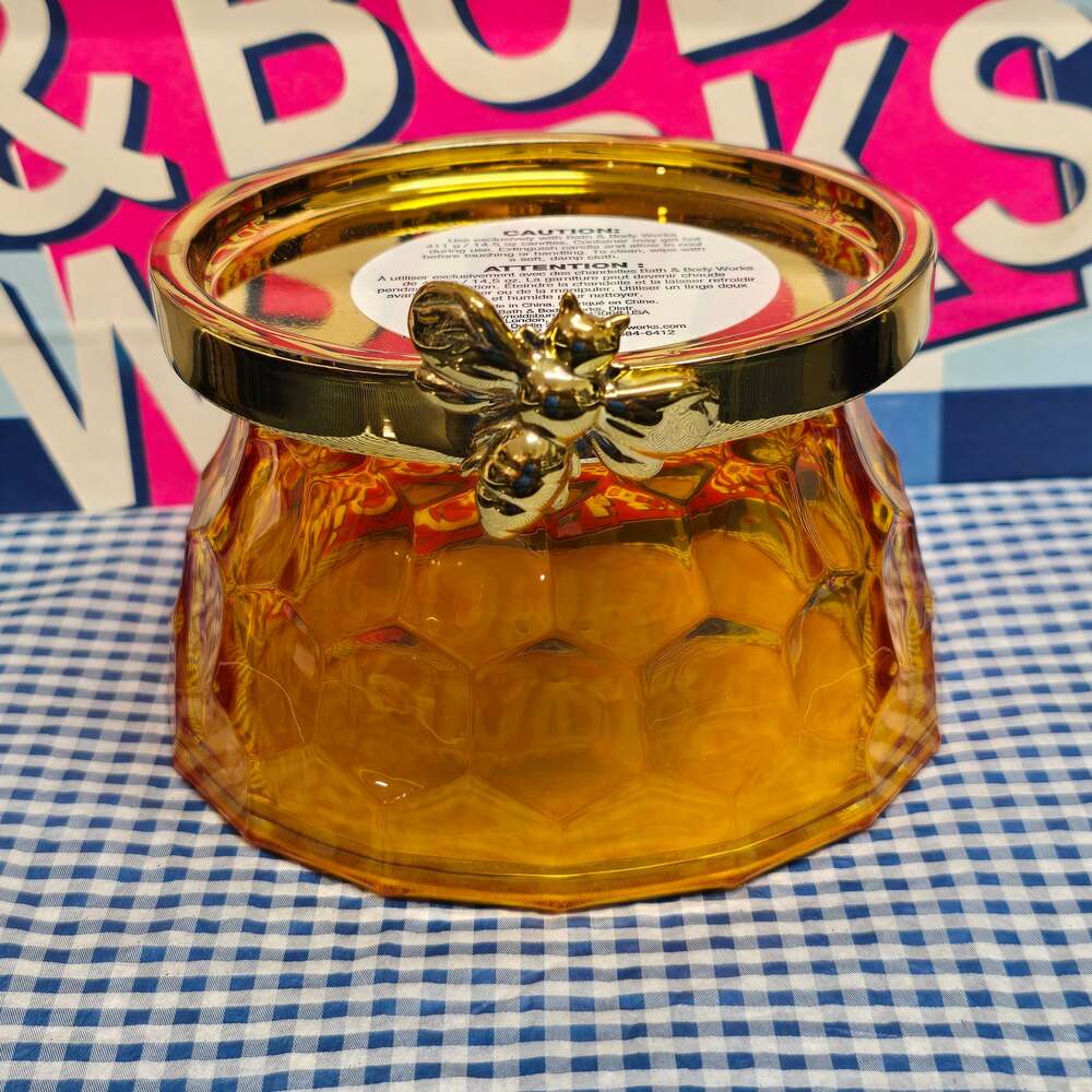 BBW Honeycomb Large 3 Wick Candle Holder Pedestal
